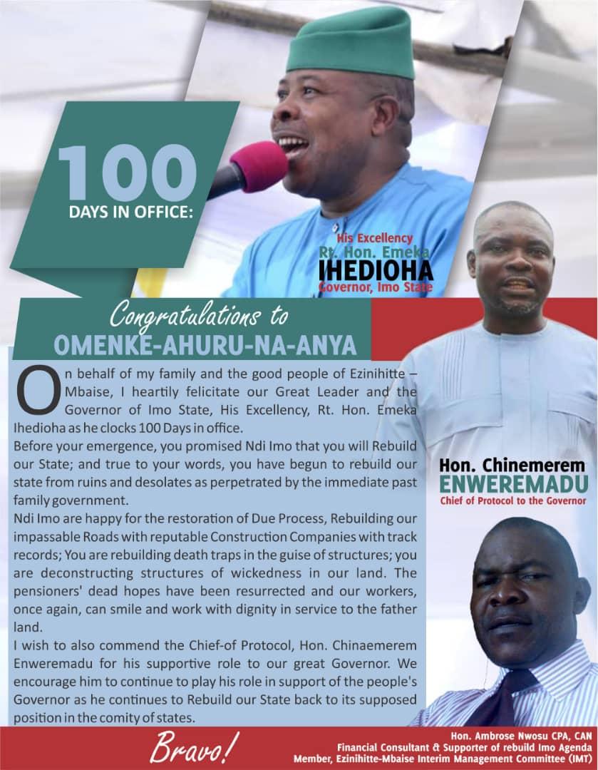 BRAVO OUR GOVERNOR! It's 100 Days of Rebuild Agenda