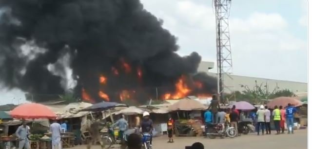 BREAKING: Fire razes Dangote factory in Ogun