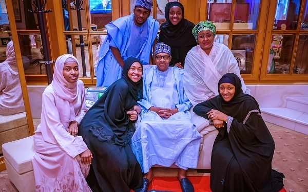 Buhari, family members observe Eid prayer inside Aso Villa