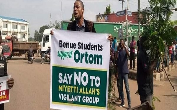 BREAKING: Benue Students Protest Herders' killings, Say No to Miyetti Allah Vigilante