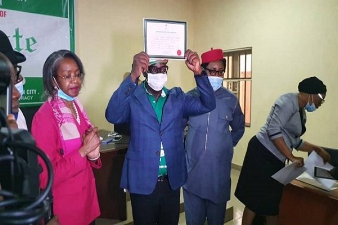 INEC Presents Certificates Of Return To Obaseki, Shaibu