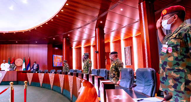 Buhari Presides Over National Security Meeting, VP Osinbajo, Service Chiefs, Others In attendance
