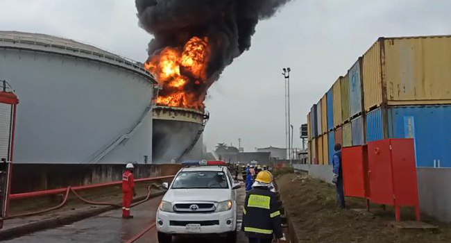 Fire Engulfs Tank Farm In Ijora, Lagos