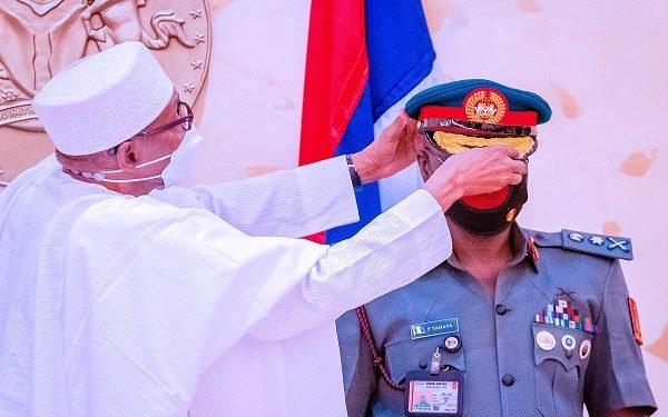 BREAKING: Buhari Decorates New COAS With Lt. Gen