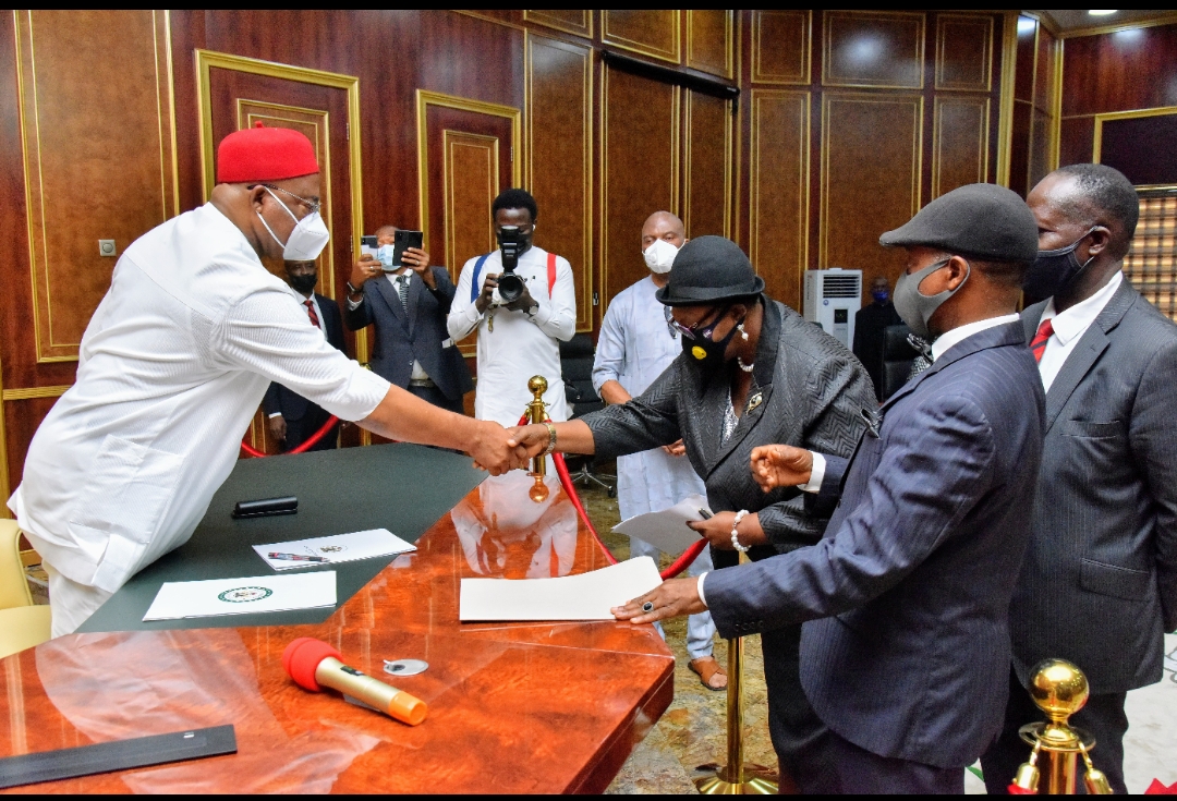 Imo Gov Swears-In Justice Chikeka As Acting Chief Judge Of Imo State, Tasks Her To Unify Bar, Bench