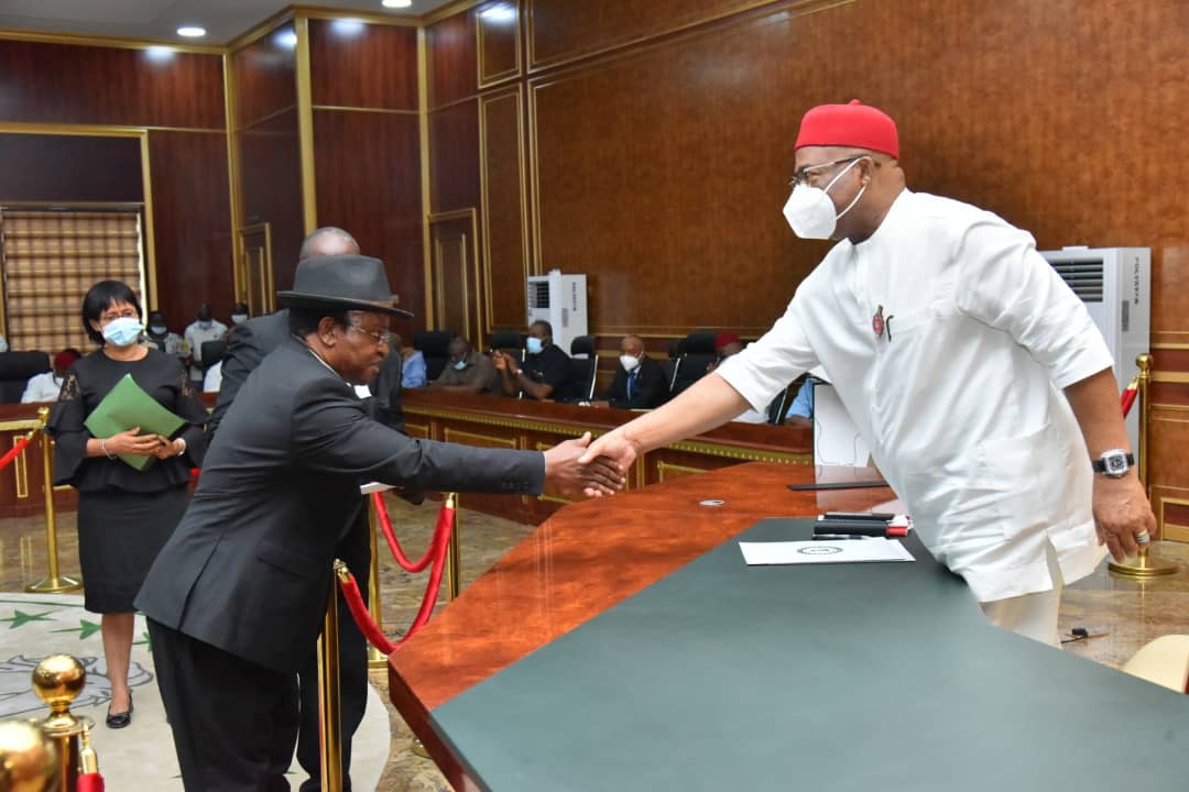 Uzodimma Swears-In Acting President, Owerri Customary Court Of Appeal, Charges Him To Live Above Board
