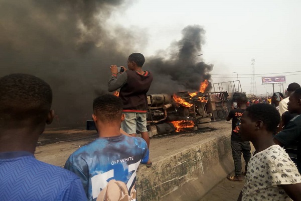 Shops, Buildings Razed As Petrol Tanker Explodes In Onitsha