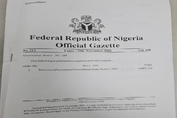 Federal Govt. Officially Declares Bandits Terrorists, Gazette Out