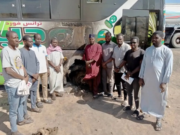 JUST IN: Bus Conveying Stranded Nigerians For Evacuation In Sudan Catches Fire