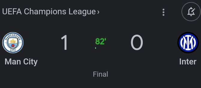 Champions League Finals: Man City Leads Inter Milan 1-0