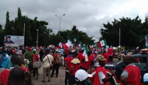 Protesters Pull Down National Assembly Gate, Force Themselves Into Premises