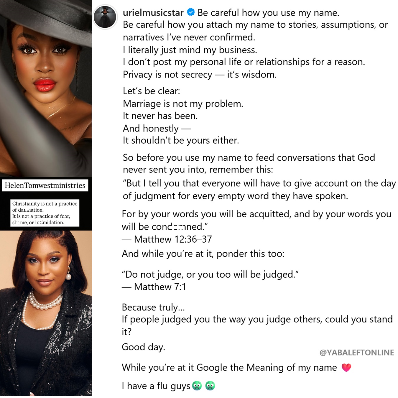 “Christianity Is Not A Tool For Damning People” — BBN’s Uriel Fires Back At Prophetess Helen Over Marriage Prophecy